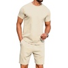 image:imagePrinStory Mens Short Sleeve Outfits 2 Piece Summer Trackuits M3XLBeige