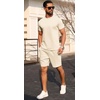 image:imagePrinStory Mens Short Sleeve Outfits 2 Piece Summer Trackuits M3XLBeige