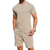 image:imagePrinStory Mens Short Sleeve Outfits 2 Piece Summer Trackuits M3XLKhaki