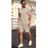 image:imagePrinStory Mens Short Sleeve Outfits 2 Piece Summer Trackuits M3XLKhaki