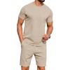 image:imagePrinStory Mens Short Sleeve Outfits 2 Piece Summer Trackuits M3XLKhaki