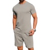 image:imagePrinStory Mens Short Sleeve Outfits 2 Piece Summer Trackuits M3XLLight Gray