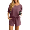 image:imagePrinStory Pajamas Set for Women Waffle Knit Lounge Set S2XLBrick Red