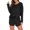 image:imagePrinStory Pajamas Set for Women Waffle Knit Lounge Sets S4XLBlack
