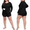 image:imagePrinStory Pajamas Set for Women Waffle Knit Lounge Sets S4XLBlack