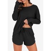 image:imagePrinStory Pajamas Set for Women Waffle Knit Lounge Sets S4XLBlack