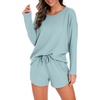 image:imagePrinStory Pajamas Set for Women Waffle Knit Lounge Sets S4XLBlue Green
