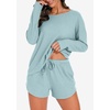 image:imagePrinStory Pajamas Set for Women Waffle Knit Lounge Sets S4XLBlue Green