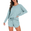 image:imagePrinStory Pajamas Set for Women Waffle Knit Lounge Sets S4XLBlue Green