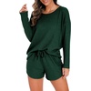 image:imagePrinStory Pajamas Set for Women Waffle Knit Lounge Sets S4XLDark Green