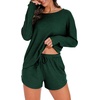 image:imagePrinStory Pajamas Set for Women Waffle Knit Lounge Sets S4XLDark Green