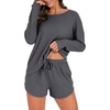 image:imagePrinStory Pajamas Set for Women Waffle Knit Lounge Sets S4XLDark Grey
