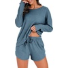 image:imagePrinStory Pajamas Set for Women Waffle Knit Lounge Sets S4XLGray Blue