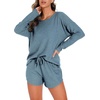 image:imagePrinStory Pajamas Set for Women Waffle Knit Lounge Sets S4XLGray Blue