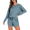 image:imagePrinStory Pajamas Set for Women Waffle Knit Lounge Sets S4XLGray Blue