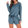 image:imagePrinStory Pajamas Set for Women Waffle Knit Lounge Sets S4XLGray Blue