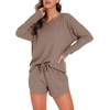 image:imagePrinStory Pajamas Set for Women Waffle Knit Lounge Sets S4XLKhaki