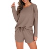image:imagePrinStory Pajamas Set for Women Waffle Knit Lounge Sets S4XLKhaki
