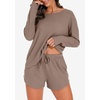image:imagePrinStory Pajamas Set for Women Waffle Knit Lounge Sets S4XLKhaki