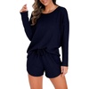 image:imagePrinStory Pajamas Set for Women Waffle Knit Lounge Sets S4XLNavy Blue