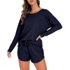 image:imagePrinStory Pajamas Set for Women Waffle Knit Lounge Sets S4XLNavy Blue