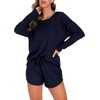 image:imagePrinStory Pajamas Set for Women Waffle Knit Lounge Sets S4XLNavy Blue