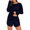 image:imagePrinStory Pajamas Set for Women Waffle Knit Lounge Sets S4XLNavy Blue