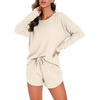 image:imagePrinStory Pajamas Set for Women Waffle Knit Lounge Sets S4XLOatmeal