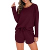 image:imagePrinStory Pajamas Set for Women Waffle Knit Lounge Sets S4XLWine Red