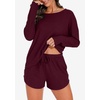 image:imagePrinStory Pajamas Set for Women Waffle Knit Lounge Sets S4XLWine Red