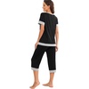image:imagePrinStory Pajamas for Women Set Capri Pjs Soft Lounge Sets S4XLBlack