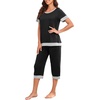 image:imagePrinStory Pajamas for Women Set Capri Pjs Soft Lounge Sets S4XLBlack