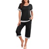 image:imagePrinStory Pajamas for Women Set Capri Pjs Soft Lounge Sets S4XLBlack