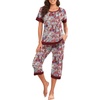 image:imagePrinStory Pajamas for Women Set Capri Pjs Soft Lounge Sets S4XLBlack Color Hibiscus