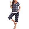 image:imagePrinStory Pajamas for Women Set Capri Pjs Soft Lounge Sets S4XLFpblue Leaf Flower