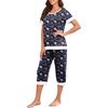 image:imagePrinStory Pajamas for Women Set Capri Pjs Soft Lounge Sets S4XLFpblue Leaf Flower