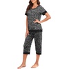 image:imagePrinStory Pajamas for Women Set Capri Pjs Soft Lounge Sets S4XLFpspot Black