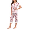 image:imagePrinStory Pajamas for Women Set Capri Pjs Soft Lounge Sets S4XLFpwhite Red Heart