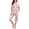 image:imagePrinStory Pajamas for Women Set Capri Pjs Soft Lounge Sets S4XLFpwhite Red Heart