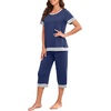 image:imagePrinStory Pajamas for Women Set Capri Pjs Soft Lounge Sets S4XLNavy Blue
