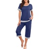 image:imagePrinStory Pajamas for Women Set Capri Pjs Soft Lounge Sets S4XLNavy Blue