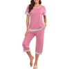 image:imagePrinStory Pajamas for Women Set Capri Pjs Soft Lounge Sets S4XLPink