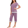 image:imagePrinStory Pajamas for Women Set Capri Pjs Soft Lounge Sets S4XLPurple Red