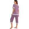 image:imagePrinStory Pajamas for Women Set Capri Pjs Soft Lounge Sets S4XLPurple Red