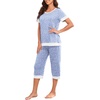 image:imagePrinStory Pajamas for Women Set Capri Pjs Soft Lounge Sets S4XLSpot Blue