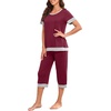 image:imagePrinStory Pajamas for Women Set Capri Pjs Soft Lounge Sets S4XLWine Red