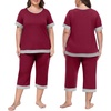 image:imagePrinStory Pajamas for Women Set Capri Pjs Soft Lounge Sets S4XLWine Red