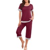 image:imagePrinStory Pajamas for Women Set Capri Pjs Soft Lounge Sets S4XLWine Red