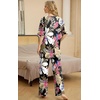 image:imagePrinStory Pajamas for Women Soft Pjs Lounge Set S4XLFpbig Leaf Pink