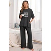 image:imagePrinStory Pajamas for Women Soft Pjs Lounge Set S4XLFpblack Coffee Letter